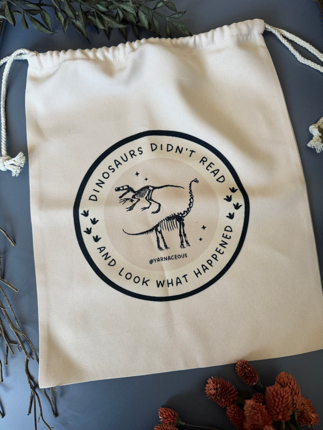 Dinos Didn't Read Drawstring Project Bag { In Stock }